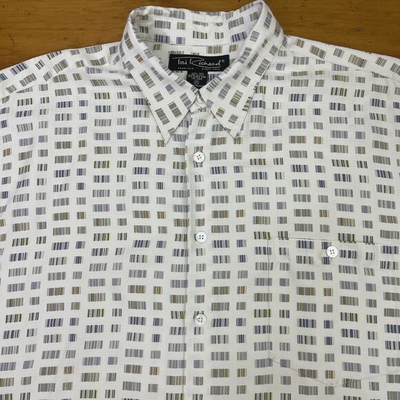 Tori‎ Richard Hawaiian Shirt Mens XL Silk Geometric Button Short Sleeve Casual - Picture 1 of 8